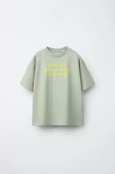 Футболка с городским принтом ZARA, цвет Apple green
