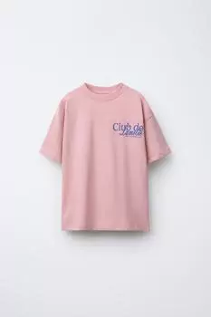 Футболка с городским принтом ZARA, розовый