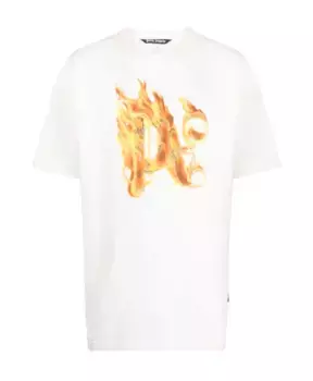 Футболка с горящей монограммой PA Palm Angels, белый