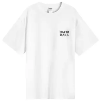 Футболка с готическим логотипом, плотная, стираная Wacko Maria, белый