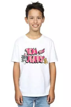 Футболка с градиентным логотипом Tom & Jerry, белый