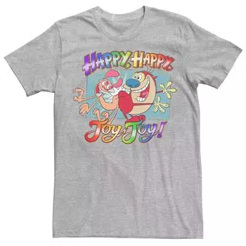 Футболка с градиентом радуги для взрослых Ren And Stimpy Pride Happy Happy Joy Joy Licensed Character
