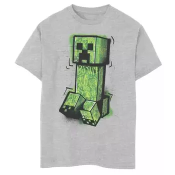 Футболка с граффити и портретом в стиле Minecraft Creeper для мальчиков 8–20 лет Licensed Character