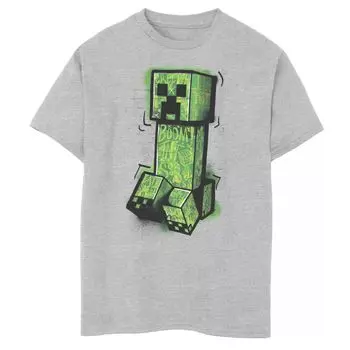Футболка с граффити и портретом в стиле Minecraft Creeper для мальчиков 8–20 лет Licensed Character