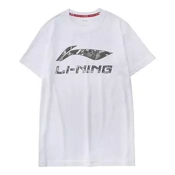 Футболка с граффити-логотипом, спортивная футболка с коротким рукавом Li-Ning, белый