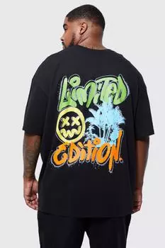Футболка с граффити plus oversized ltd edition Boohoo, черный
