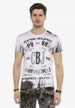 Футболка с графическим байкерским принтом CIPO & BAXX, белый