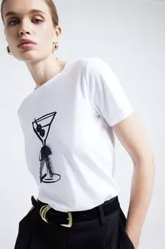 Футболка с графическим бантом в коктейльном стиле River Island, белый