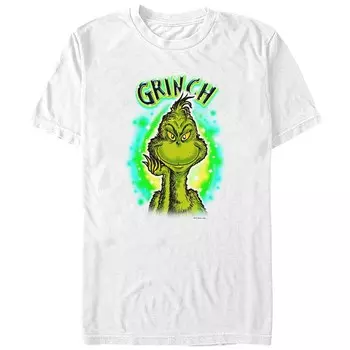 Футболка с графическим фоном Big & Tall Dr. Seuss Grinch с аэрографом Licensed Character, белый