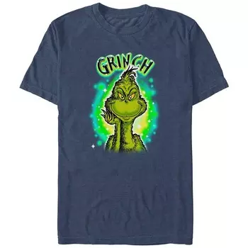 Футболка с графическим фоном Big & Tall Dr. Seuss Grinch с аэрографом Licensed Character, цвет Navy Heather