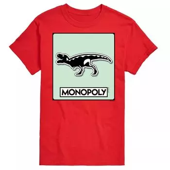 Футболка с графическим изображением Big & Tall Monopoly T-Rex Game Token, красный Licensed Character, красный