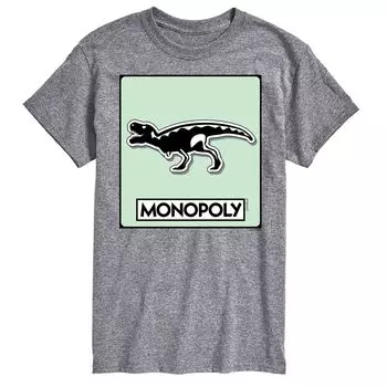 Футболка с графическим изображением Big & Tall Monopoly T-Rex Game Token Licensed Character, серый