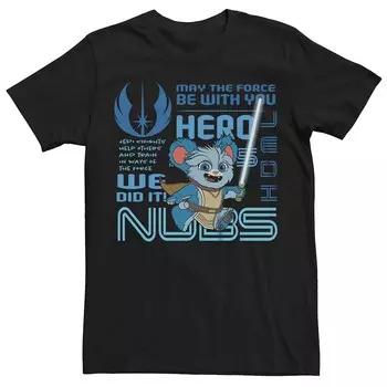 Футболка с графическим изображением Big & Tall Star Wars: Young Jedi Adventures Nubs Quotes Licensed Character, черный