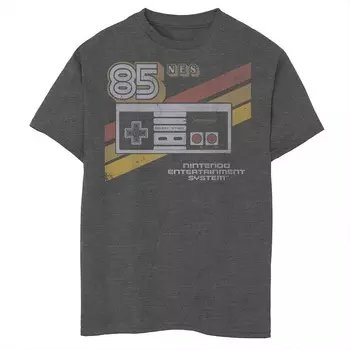 Футболка с графическим изображением для контроллера Nintendo NES Retro Stripe 85 для мальчиков 8–20 лет Licensed Character, цвет Charcoal Heather