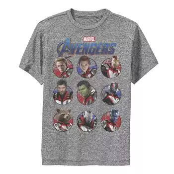 Футболка с графическим изображением для мальчиков 8–20 лет «Marvel Avengers Endgame» с основным составом и кругами Marvel