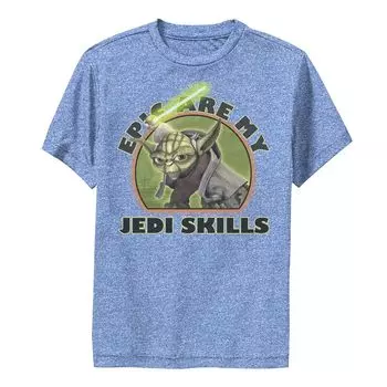 Футболка с графическим изображением для мальчиков 8–20 лет «Звездные войны: Войны клонов: Йода. Эпик — мои навыки джедая» Star Wars