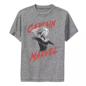 Футболка с графическим изображением и плакатом Marvel Captmarvel для мальчиков 8–20 лет Marvel