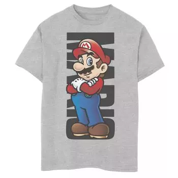 Футболка с графическим изображением и текстовым плакатом с именем Nintendo Super Mario для мальчиков 8–20 лет Licensed Character