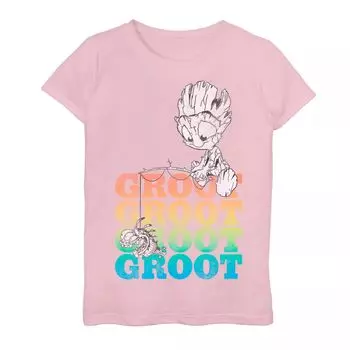 Футболка с графическим изображением «Marvel Guardians Of The Galaxy Groot» для девочек 8–20 лет размера плюс для рыбалки Licensed Character