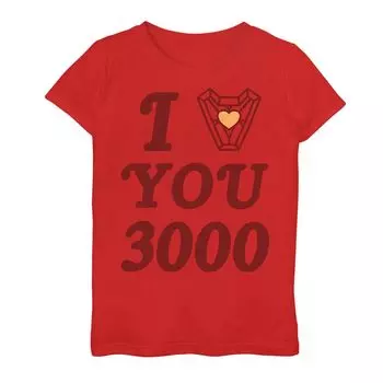 Футболка с графическим изображением Marvel Valentine's Iron Man I Love You 3000 для девочек 7–16 лет Marvel