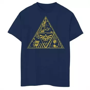 Футболка с графическим изображением Nintendo Zelda Trifecta Group Shot для мальчиков 8–20 лет Licensed Character, синий