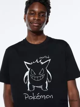 Футболка с графическим изображением pokmon ut Uniqlo, цвет 09 черный