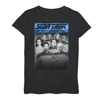 Футболка с графическим изображением Star Trek Next Generation для девочек 7–16 лет, групповая съемка Licensed Character