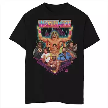 Футболка с графическим изображением WWE WrestleMania Group Shot для мальчиков Licensed Character, черный