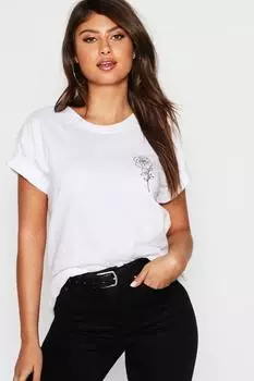 Футболка с графическим карманом розы Boohoo, белый