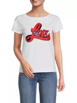 Футболка с графическим логотипом Love Moschino, цвет Optical White