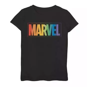 Футболка с графическим логотипом Marvel для девочек 7–16 лет с радужным градиентом Marvel