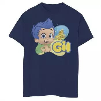 Футболка с графическим логотипом Nickelodeon Bubble Guppies Gil для мальчиков 8–20 лет и улыбающимся портретом Nickelodeon