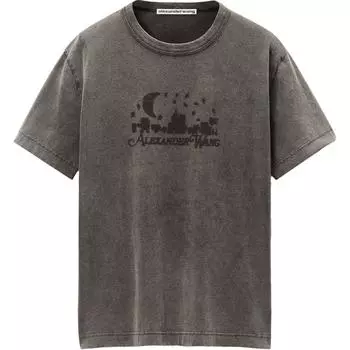 Футболка с графическим логотипом Skyline, цвет «вымытый уголь» Alexander Wang, Washed Carbon Gray