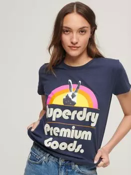 Футболка с графическим логотипом в стиле ретро 70-х годов Superdry, лорен нэви