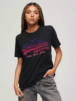 Футболка с графическим логотипом в тон и винтажным логотипом Superdry, неро блэк марл