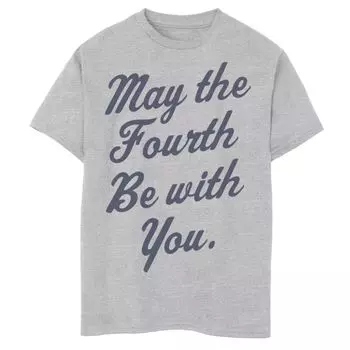 Футболка с графическим плакатом и курсивом для мальчиков 8–20 лет «Звездные войны, пусть четвертый будет с тобой» Star Wars