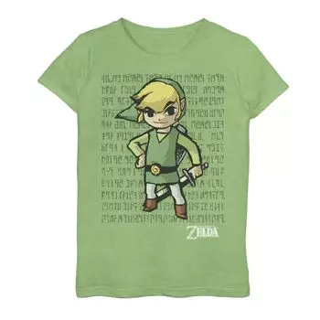 Футболка с графическим плакатом и патчами Nintendo Link для девочек 7–16 лет Licensed Character