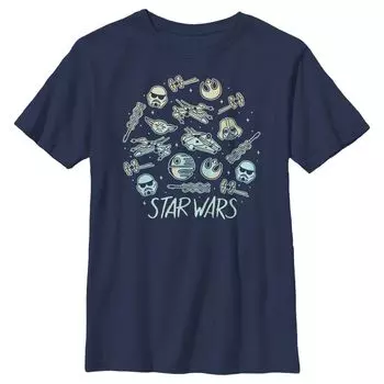 Футболка с графическим плакатом и плакатом «Звездные войны» для мальчиков 8–20 лет Star Wars, синий