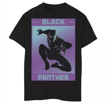 Футболка с графическим плакатом и полутоновым плакатом Marvel Black Panther для мальчиков 8–20 лет Marvel