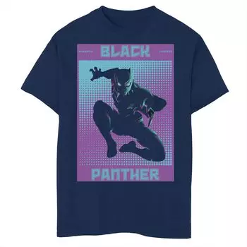 Футболка с графическим плакатом и полутоновым плакатом Marvel Black Panther для мальчиков 8–20 лет Marvel