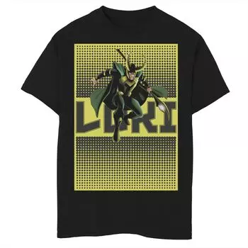 Футболка с графическим плакатом и постером Marvel Loki для мальчиков 8–20 лет в полутонах Licensed Character