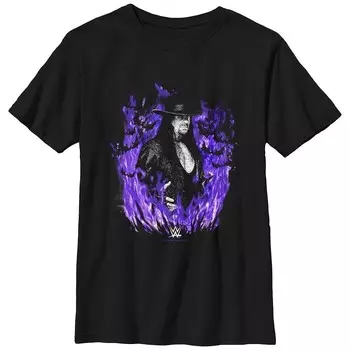Футболка с графическим плакатом WWE The Undertaker Flames для мальчиков Licensed Character, черный