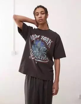 Футболка с графическим принтом 47 Brand NY Yankees в угольном цвете