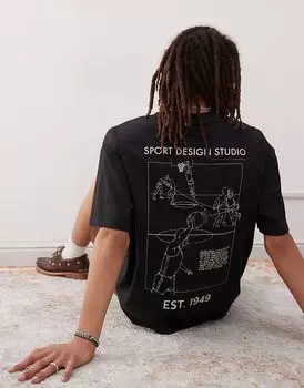 Футболка с графическим принтом Adidas Originals Basketball черного цвета