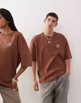 Футболка с графическим принтом Adidas Originals Milan коричневого цвета