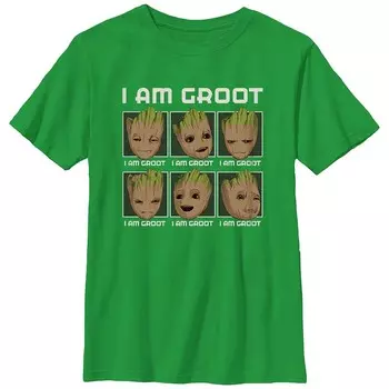 Футболка с графическим принтом Boys I Am Groot Expressions Boxes Licensed Character, цвет Kelly