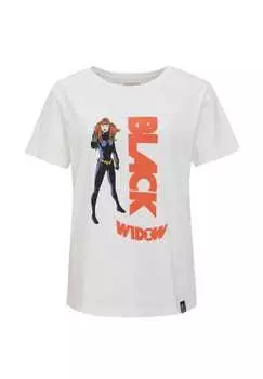 Футболка с графическим принтом «Черная вдова» в классическом дизайне Re:Covered, экрю