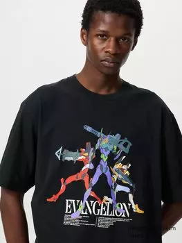 Футболка с графическим принтом Evangelion ut Uniqlo, черный