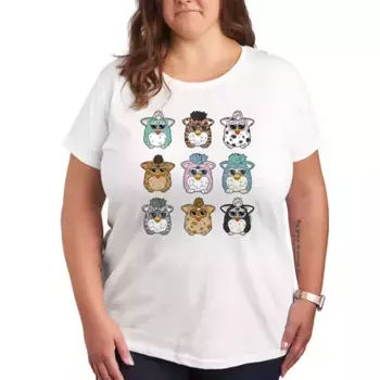 Футболка с графическим принтом Furby в клетку Licensed Character, белый