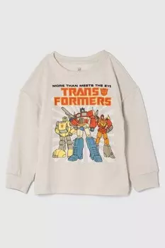 Футболка с графическим принтом и длинными рукавами и круглым вырезом (6 мес 5 лет) Gap, бежевый